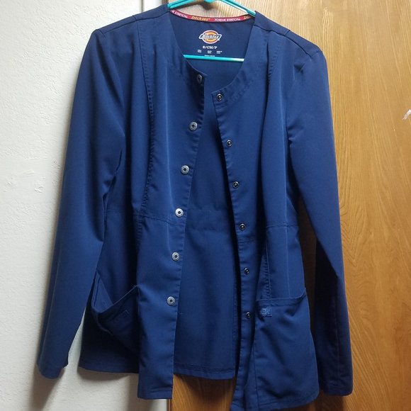 Dickies Xtreme Stretch Blue Scrub Jacket - Picture 1 of 4